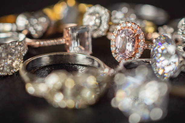 istock Jewelry rings on black background close up 1061084994