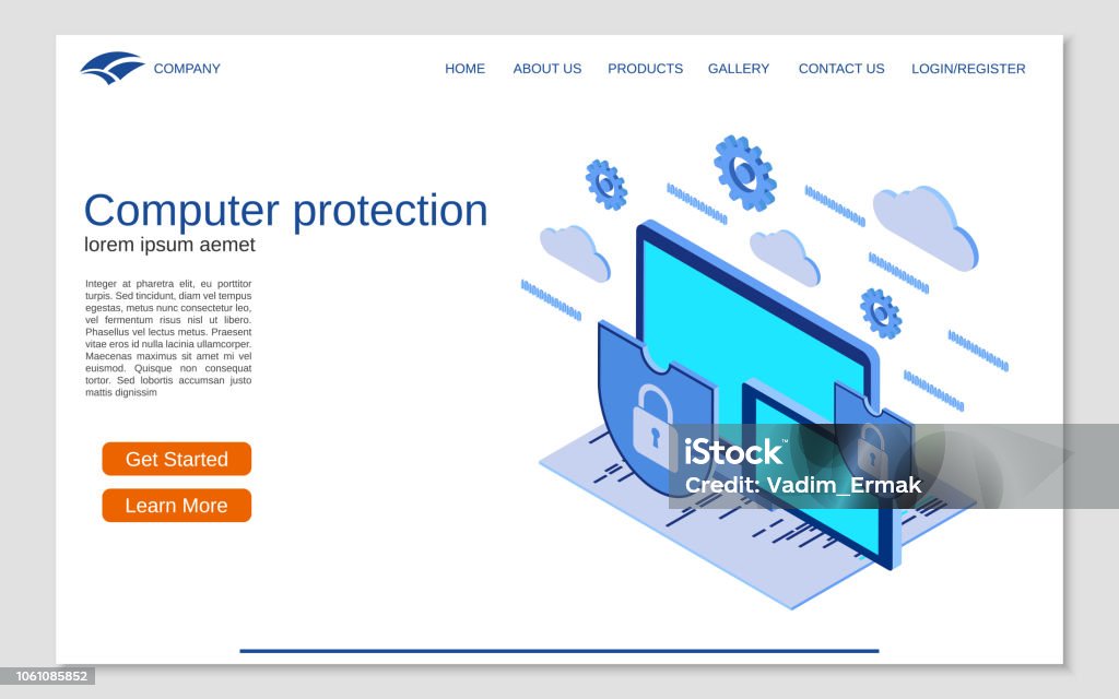 Secured Pc Graphics Computer Protection Information Security Flat 3d Isometric Vector ...