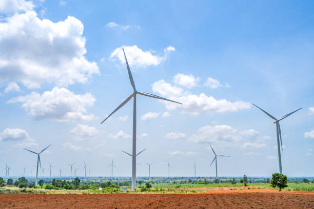 istock Wind turbine renewable energy source summer with blue sky 1061085874