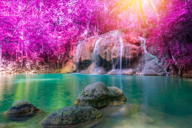 istock Waterfall in Deep forest at Erawan waterfall National Park 1061086062