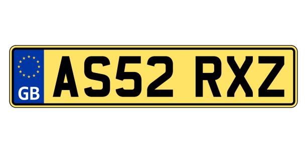 イギリス、イギリス車のプレート。自動車登録番号 - license plate点のイラスト素材／クリップアート素材／マンガ素材／アイコン素材