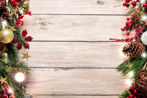 istock Christmas lights and decoration making a frame with copy space. Christmas themes. 1061094522