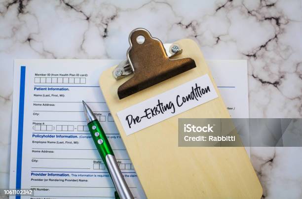 Preexisting Condition Healthcare Concept Flat Lay Stock Photo - Download Image Now