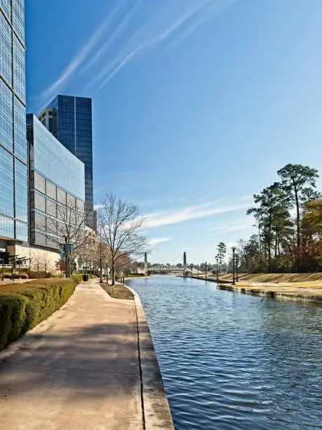 The Woodlands TX USA - Jan. 25, 2018  -   Building Reflexion Along The Waterway The Woodlands TX 5