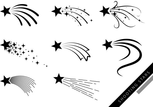 illustrazioni stock, clip art, cartoni animati e icone di tendenza di stelle cadenti - meteora