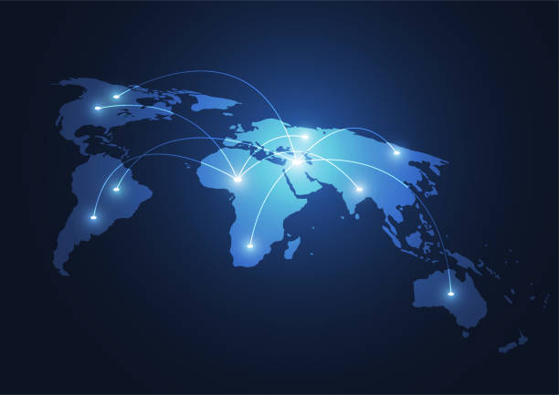 istock Global network connection. World map point and line composition concept of global business. Vector Illustration 1061120314