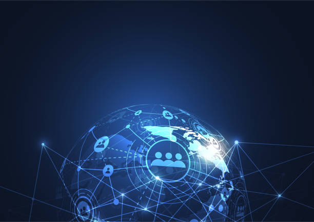 istock Global network connection. World map point and line composition concept of global business. Vector Illustration 1061120378