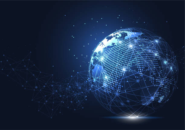 istock Business global network connection. World map point and line composition concept of global business. Vector Illustration 1061120546