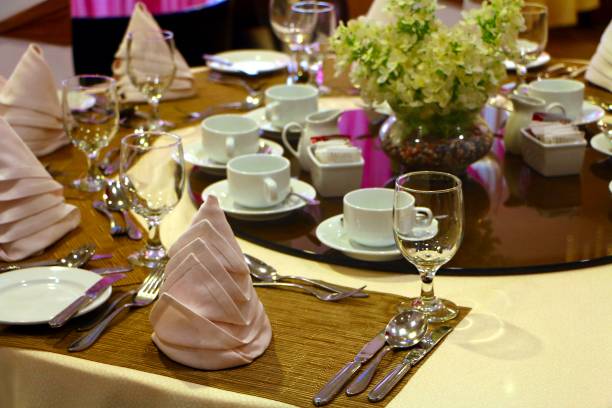 istock Hotel ballroom table setting and arrangement 1061121708