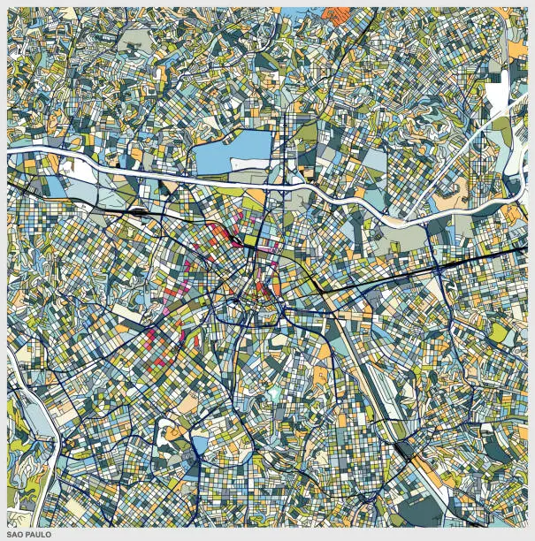 Vector illustration of sao paulo city of Brasil art map