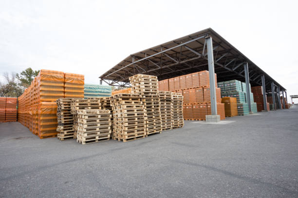 istock Warehouse of finished products under canopy 1061159366
