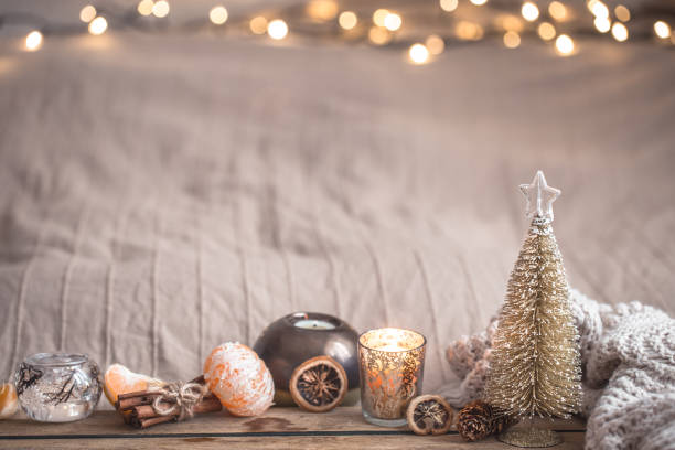 istock Festive Christmas cozy atmosphere with home decor 1061159814