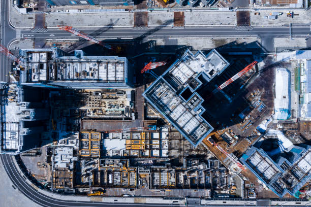istock Aerial shooting of building construction site. 1061163460