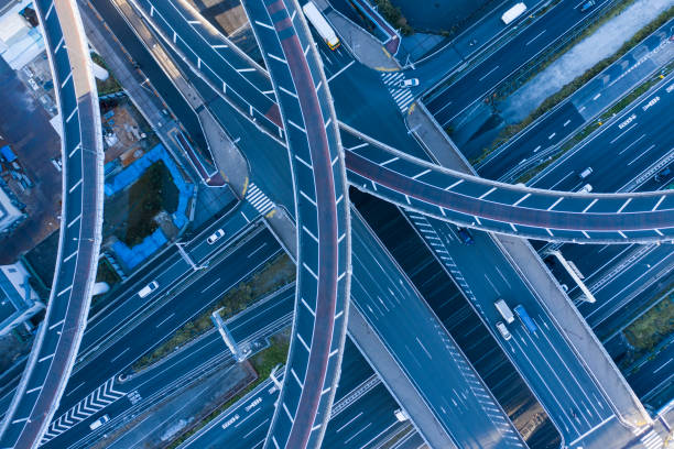 istock Aerial shots of elevated roads and intersections. 1061163558