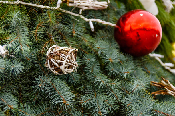 istock Background of christmas tree and decorations 1061165074
