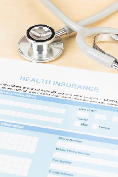 istock Health insurance application form with stethoscope concept for life planning 1061167384