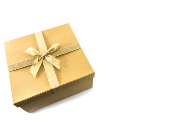 istock Golden gift box with golden ribbon 1061169230