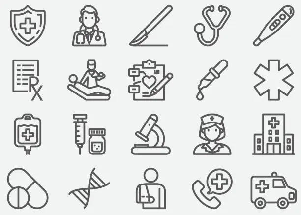 Vector illustration of Medical and Healthcare Line Icons