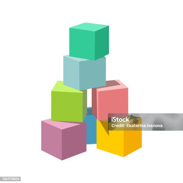 Pastel Colored Vector Blank Block Building Tower Stock Illustration -  Download Image Now - Toy Block, Cube Shape, Block Shape - iStock
