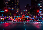 New York, 5th Avenue traffic in the evening