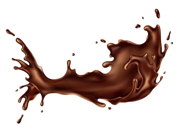 illustrazioni stock, clip art, cartoni animati e icone di tendenza di splash di cioccolato realistico vettoriale - heat dispersion