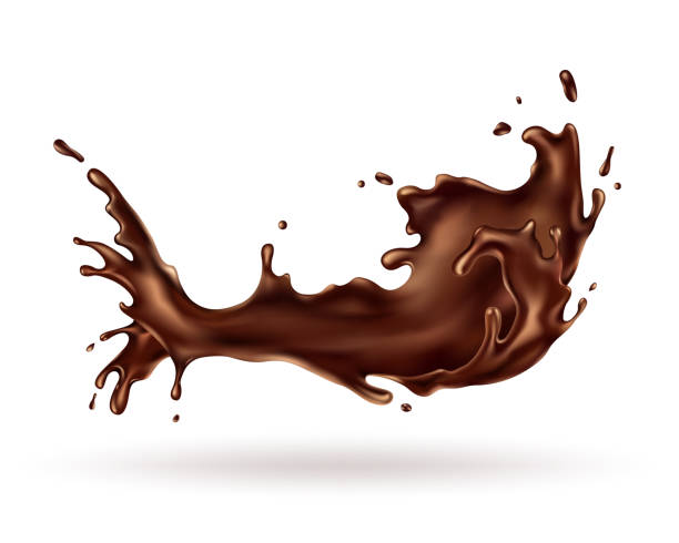 illustrazioni stock, clip art, cartoni animati e icone di tendenza di splash di cioccolato realistico vettoriale - heat dispersion