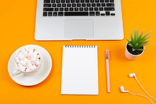 istock Laptop, plant, notepad and earphones 1061187176