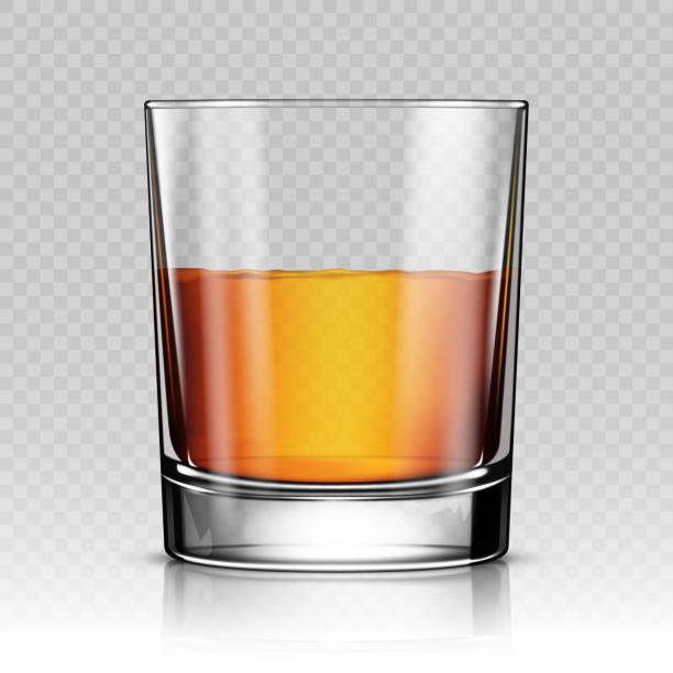 Whiskey splash out of glass isolated on transparent background Whiskey splash out of glass isolated on transparent background glass of bourbon stock illustrations