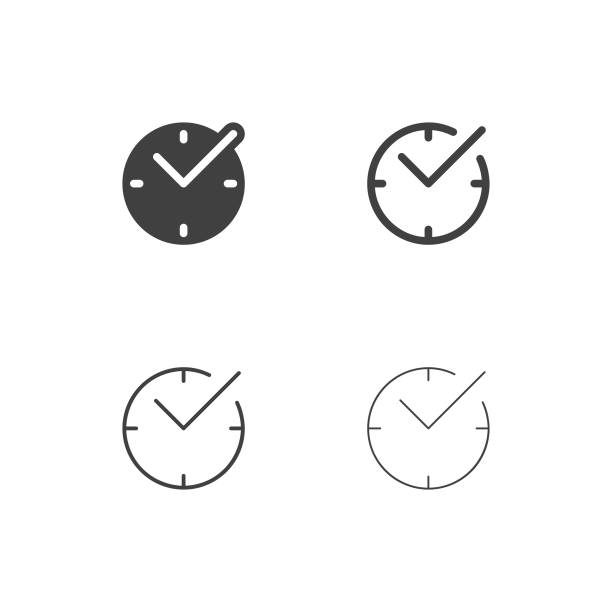 значки времени checkmark - multi series - precise timing stock illustrations