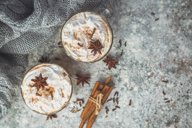 istock Chai latte and ingredients on concrete background 1061197614
