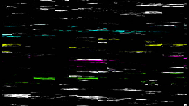 einzigartiges design abstrakte digitale pixel rauschen glitch fehler video schaden auf einem schwarzen bildschirm. - vintage wallpaper video stock-grafiken, -clipart, -cartoons und -symbole