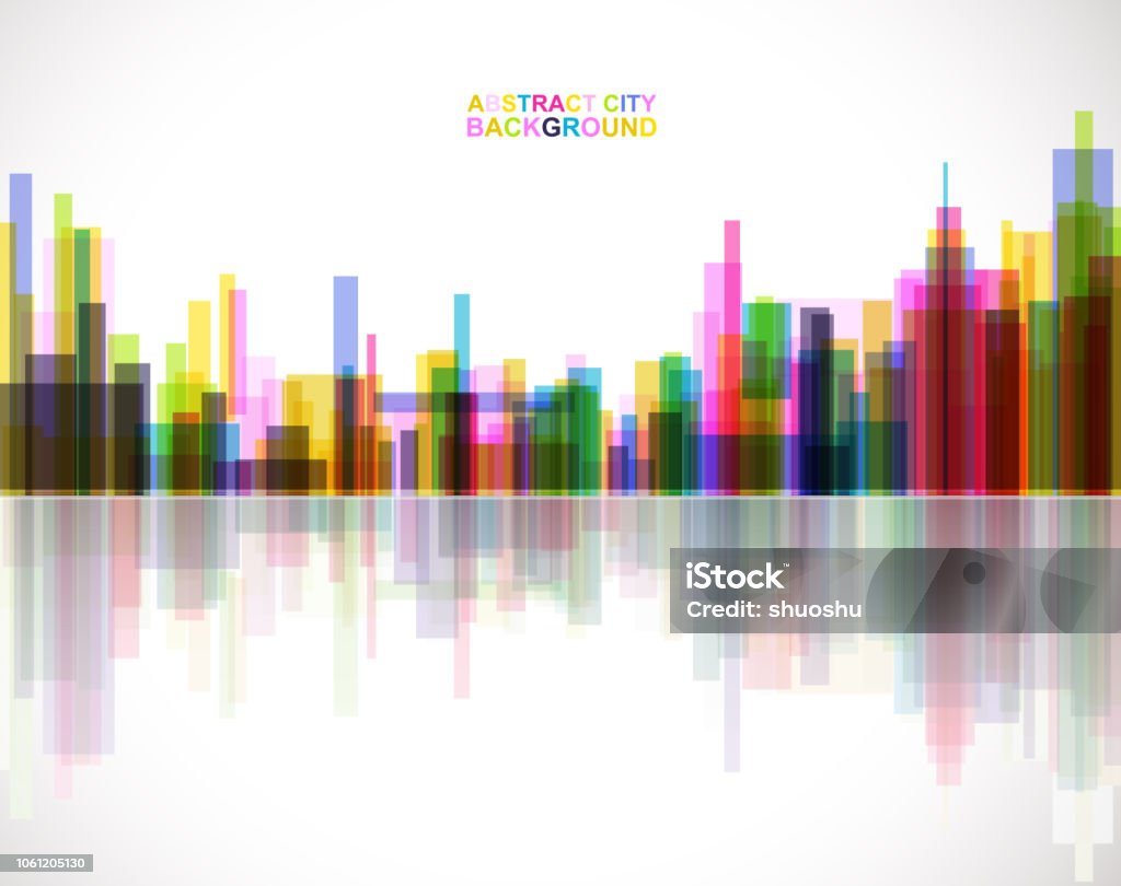 gradient abstrakte moderne Stadt Skyline Hintergrundfarbe - Lizenzfrei Bewegungsunschärfe Vektorgrafik