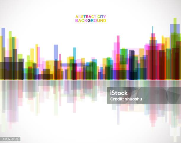 Gradient Abstrakte Moderne Stadt Skyline Hintergrundfarbe Stock Vektor Art und mehr Bilder von Bewegungsunschärfe