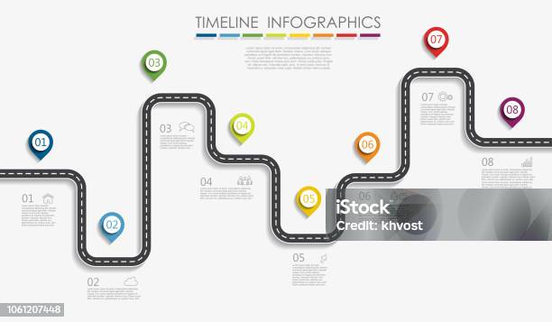 Navigation Roadmap Infographic Timeline Concept With Place For Your Data Vector Illustration Stock Illustration - Download Image Now