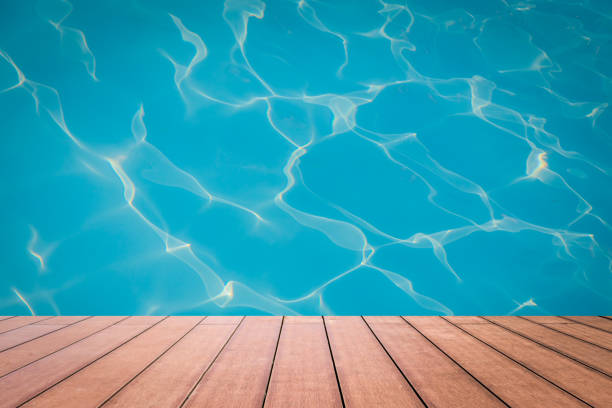 istock water reflection with brown old wood floor 1061208730