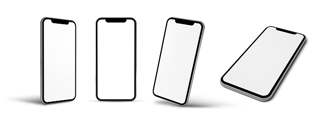 modern mobile phone mockup with four positions 3d rendering