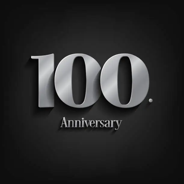 Vector illustration of 100 years anniversary  celebration. Anniversary logo elegance number and 3D style color and shadow isolated on black background, vector design for celebration, invitation card, and greeting card