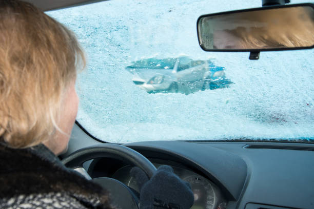 Danger from icy windshield in the car