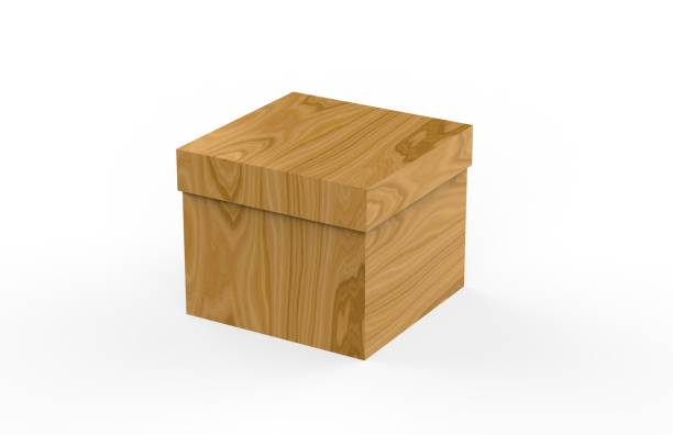 istock Square Wooden Box On Isolated White Background 1061227178