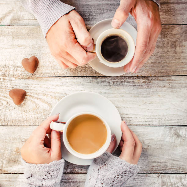 A cup of coffee. Selective focus. Couple. Drink.