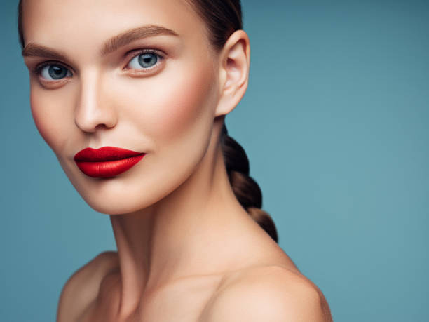 istock Beautiful woman with red lips 1061230266