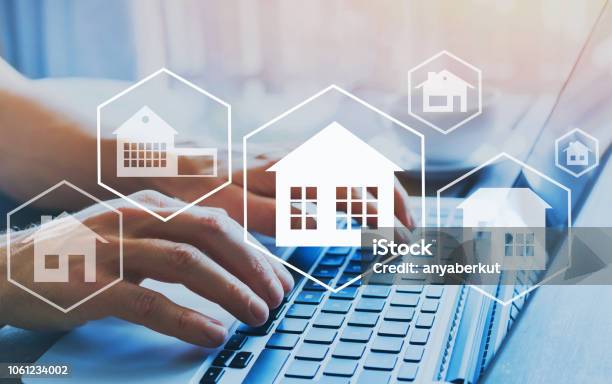 Buy House Real Estate Concept Different Offers Of Property Online Stock Photo - Download Image Now