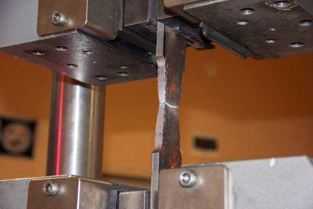 istock Tensile test with welded steel piece for procedure qualification record ( PQR ). 1061235922