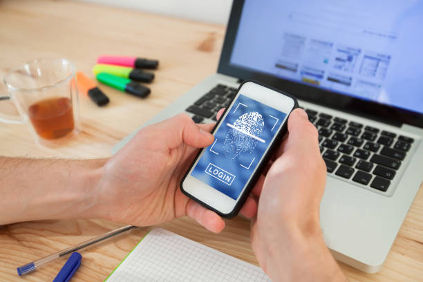 istock Login access with fingerprint on smartphone. 1061236306
