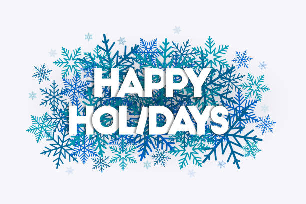 istock Happy Holidays letters with snowflakes in the background 1061239696