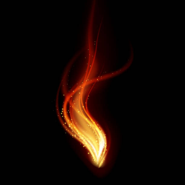 Abstract fire flames on black background vector art illustration