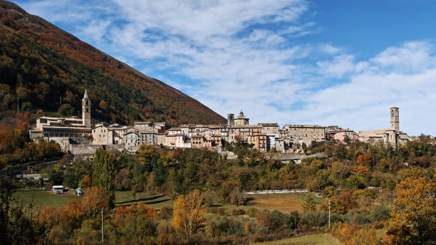 Leonessa, perspective of the town perspective of Leonessa, province of Rieti, Lazio, Italy church of san pietro photos stock pictures, royalty-free photos & images