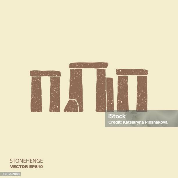Stonehenge Vektor Icon Flache Darstellung Mit Abgewetzten Wirkung Stock Vektor Art und mehr Bilder von Megalith