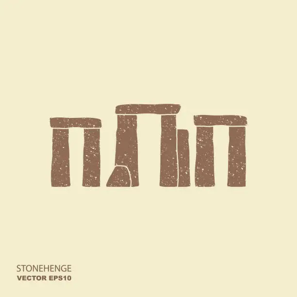 Vector illustration of Stonehenge vector icon. Flat illustration with scuffed effect