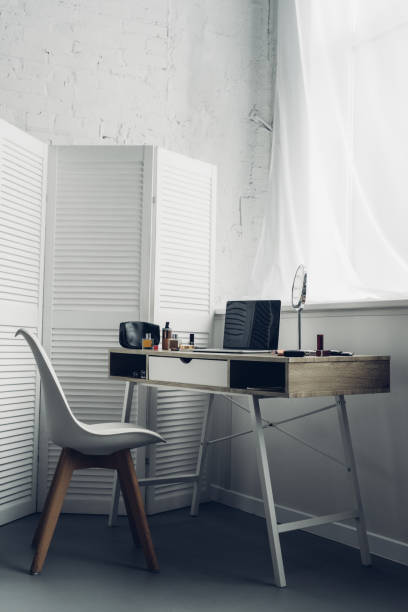 istock workplace with laptop and makeup supplies at home 1061258456
